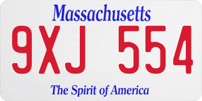 MA license plate 9XJ554