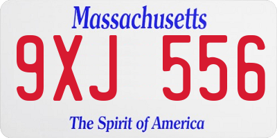 MA license plate 9XJ556