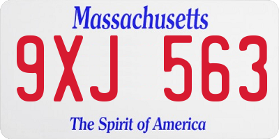 MA license plate 9XJ563