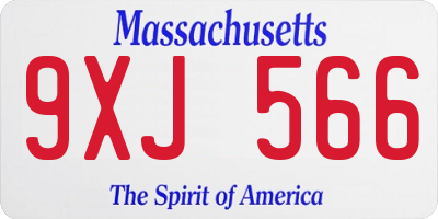 MA license plate 9XJ566