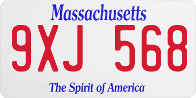 MA license plate 9XJ568