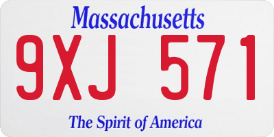 MA license plate 9XJ571