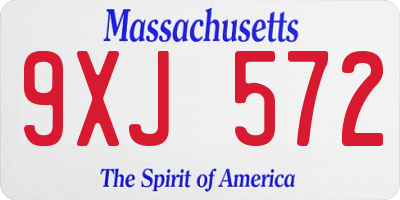 MA license plate 9XJ572