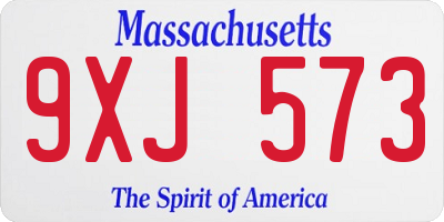 MA license plate 9XJ573