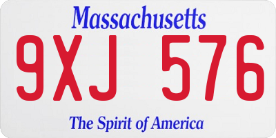 MA license plate 9XJ576