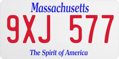 MA license plate 9XJ577