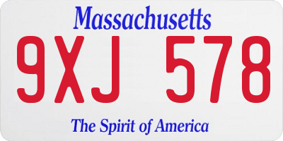 MA license plate 9XJ578