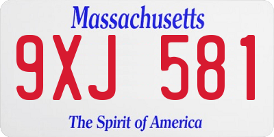 MA license plate 9XJ581