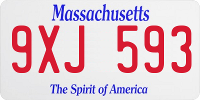MA license plate 9XJ593