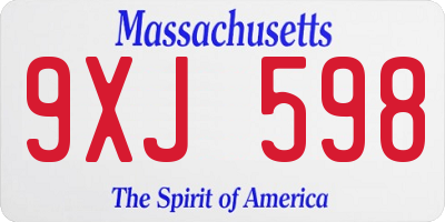 MA license plate 9XJ598