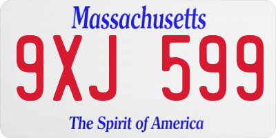 MA license plate 9XJ599