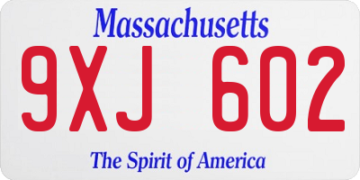 MA license plate 9XJ602