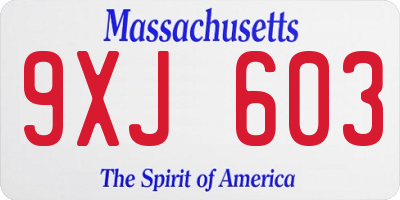 MA license plate 9XJ603