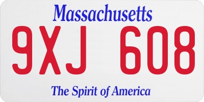 MA license plate 9XJ608