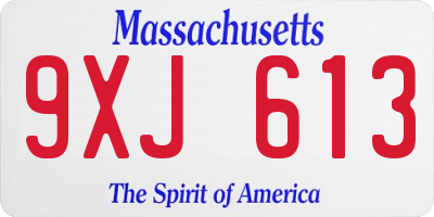 MA license plate 9XJ613