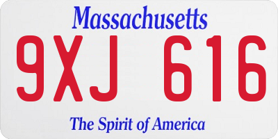MA license plate 9XJ616