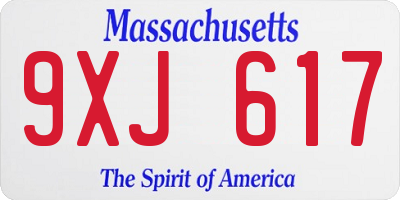 MA license plate 9XJ617