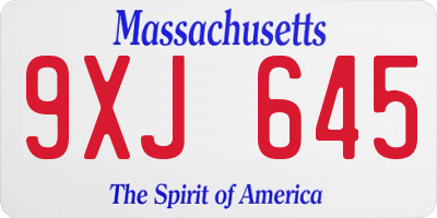 MA license plate 9XJ645