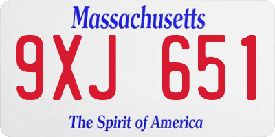 MA license plate 9XJ651