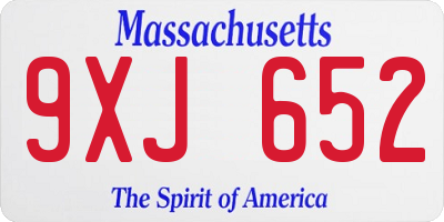MA license plate 9XJ652