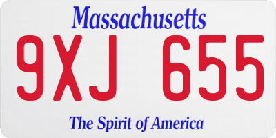 MA license plate 9XJ655