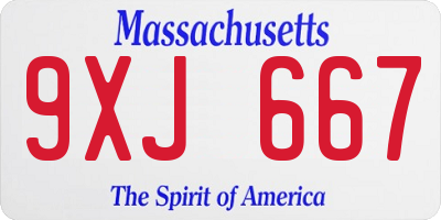 MA license plate 9XJ667