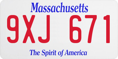 MA license plate 9XJ671