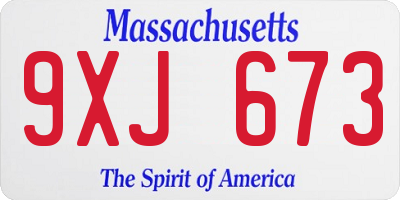 MA license plate 9XJ673