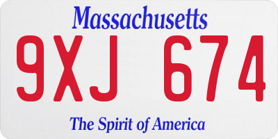 MA license plate 9XJ674