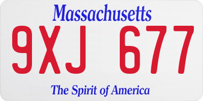 MA license plate 9XJ677
