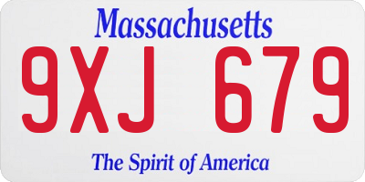 MA license plate 9XJ679