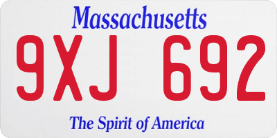 MA license plate 9XJ692