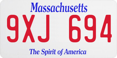 MA license plate 9XJ694