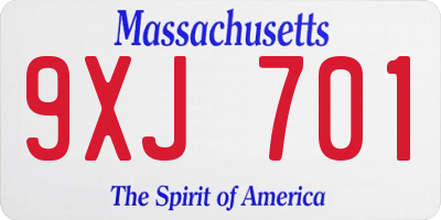 MA license plate 9XJ701