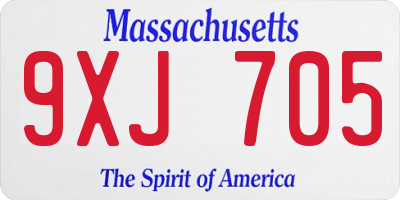 MA license plate 9XJ705