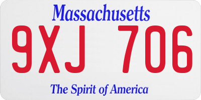 MA license plate 9XJ706