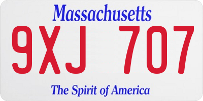 MA license plate 9XJ707