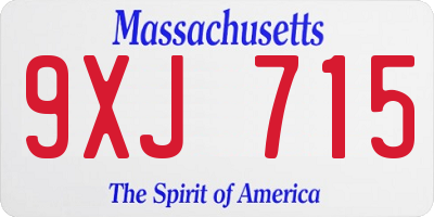 MA license plate 9XJ715