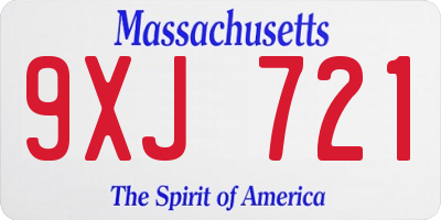 MA license plate 9XJ721