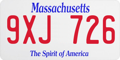 MA license plate 9XJ726