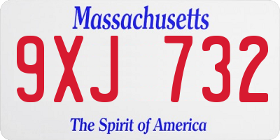 MA license plate 9XJ732