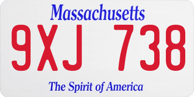 MA license plate 9XJ738