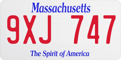 MA license plate 9XJ747
