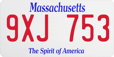 MA license plate 9XJ753