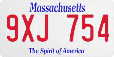 MA license plate 9XJ754