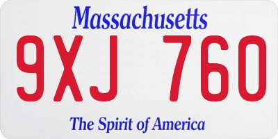 MA license plate 9XJ760