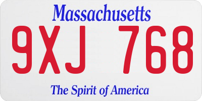 MA license plate 9XJ768