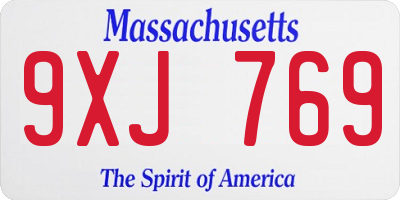 MA license plate 9XJ769