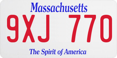 MA license plate 9XJ770
