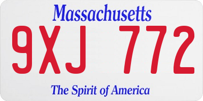 MA license plate 9XJ772